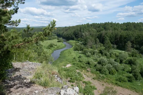 Nehir ormanlık alandan uzaklaşıyor.