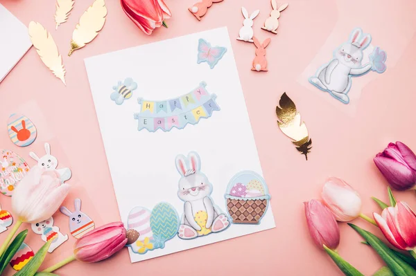 Process of making Easter Card with kids — Stock Photo, Image