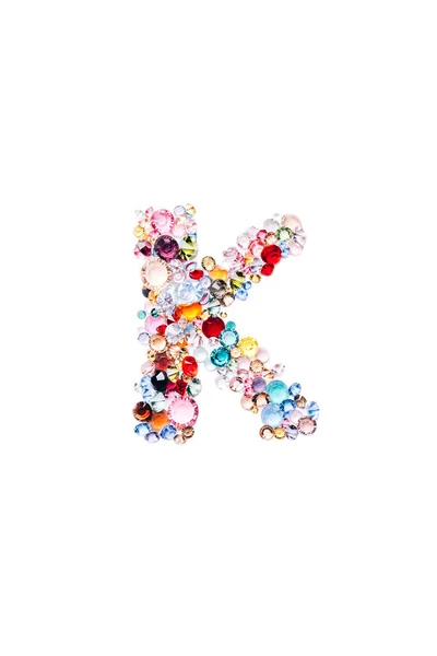 Letter K from glass bright gems — Stock Photo, Image