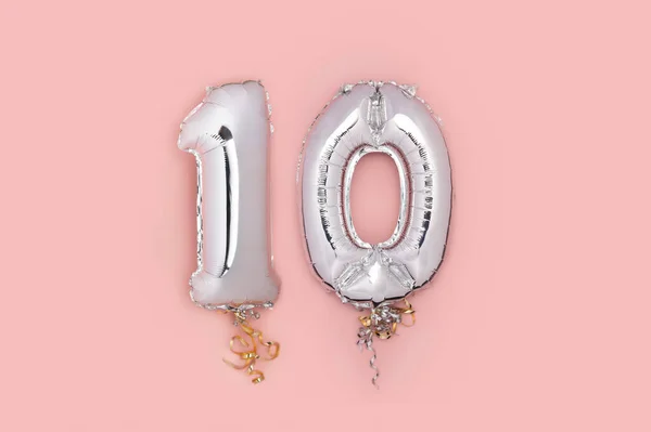 Zilveren nummerballonnen 10 — Stockfoto