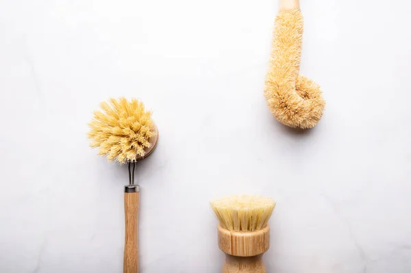 Bamboo Kitchen Scrub Brush Set of 3 — стоковое фото