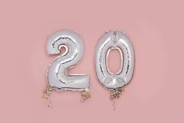 Αργυρός αριθμός μπαλόνια 20 — Φωτογραφία Αρχείου