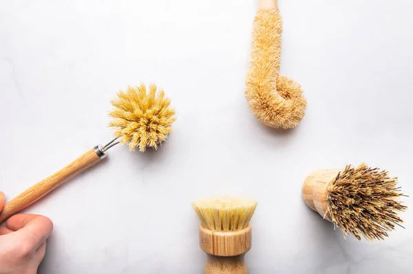 Bamboo Kitchen Scrub Brush Set of 4 — стоковое фото