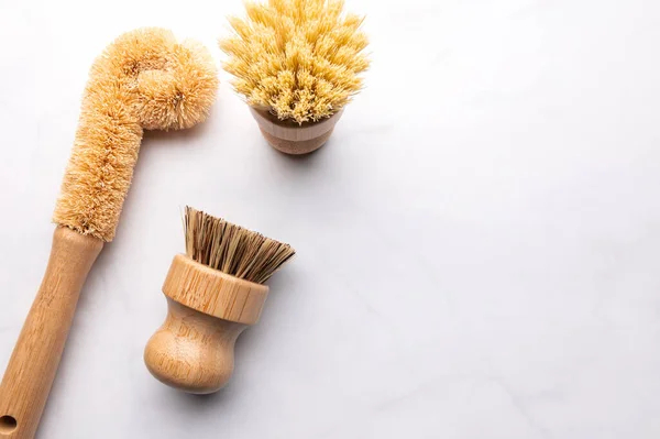 Bamboo Kitchen Scrub Brush Set of 3 — стоковое фото