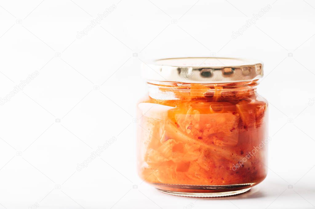 Jar of Korean Kimchi, fermented cabbage