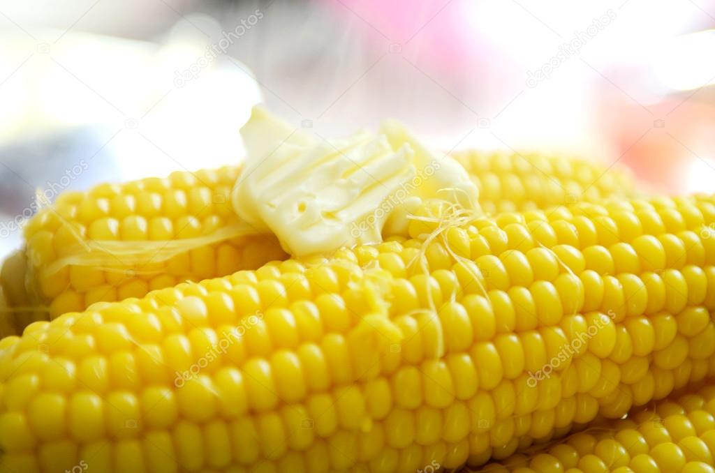 Yellow sweetcorn with melting butter