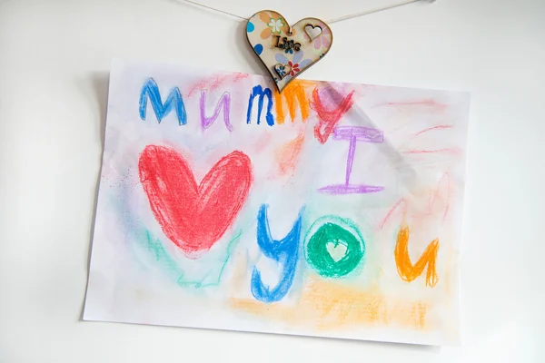 Drawing from Child for Mummy — Stock Photo, Image