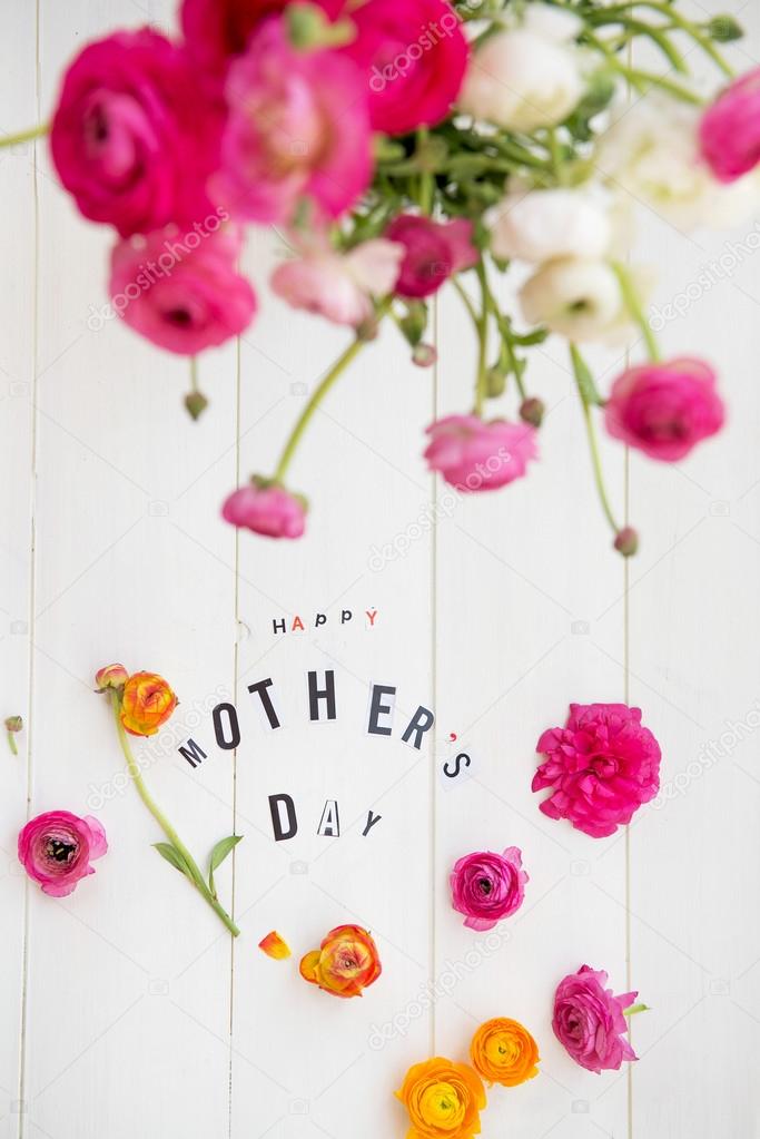 Happy Mothers Day Letters and Ranunculus