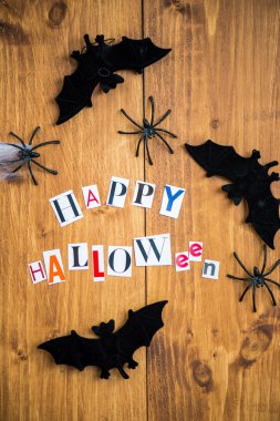 Mutlu Cadılar Bayramı mektuplar dergilerden kesip, yarasalar, Web bir