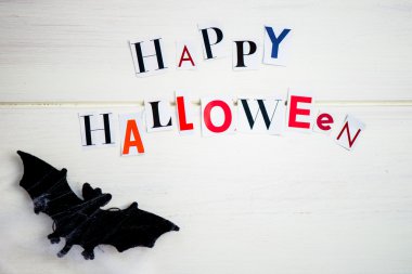 Mutlu Cadılar Bayramı mektuplar dergilerden kesip, yarasalar, Web bir