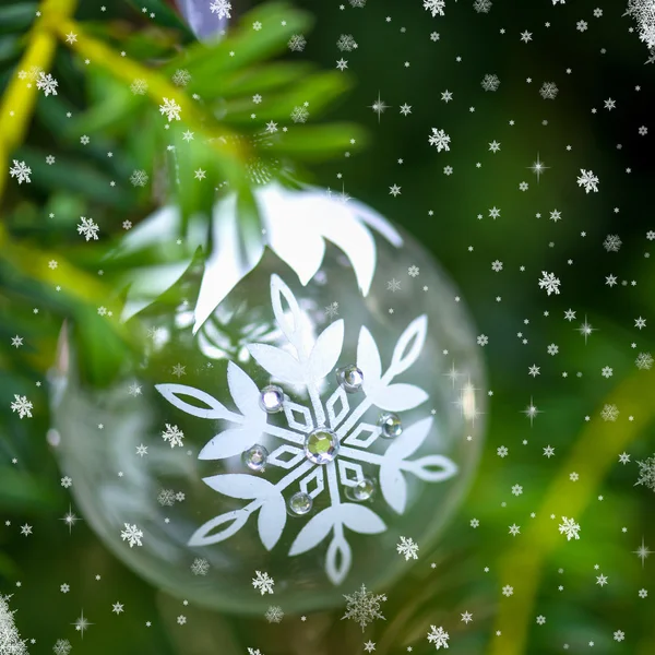 Christmas Background with Christmas Tree and Glass Ball — Stock Photo, Image