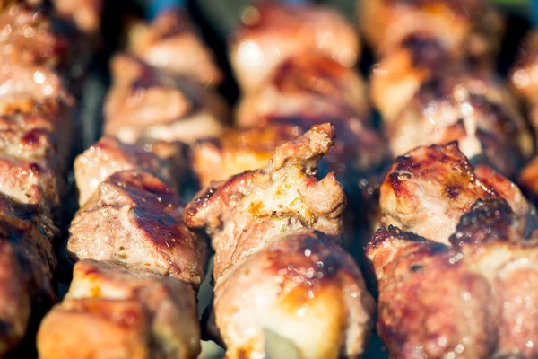 Carne grelhada e Kebab de cogumelos — Fotografia de Stock