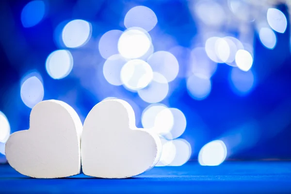 Corazones blancos sobre fondo bokeh — Foto de Stock