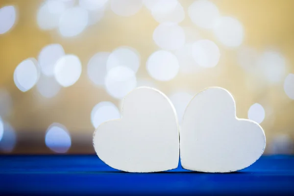 Corazones blancos sobre fondo bokeh — Foto de Stock