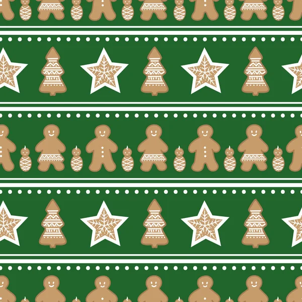 Vector gingerbread figures in a geometric composition repeat pattern backcground Royalty Free Stock Vectors