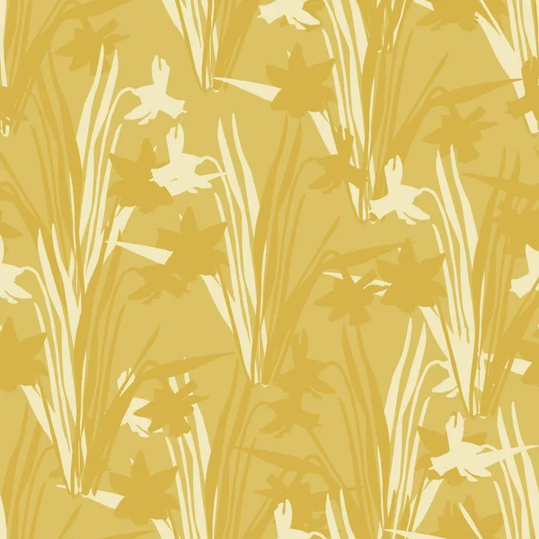 Vetor amarelo daffodil textura repetição padrão fundo — Vetor de Stock