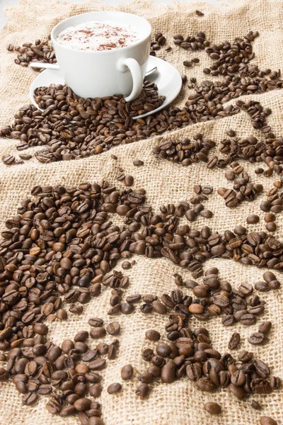 Coffee with bean bag — Stock Photo, Image