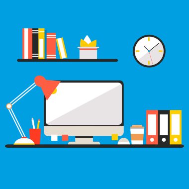 Conceptual flat design workspace