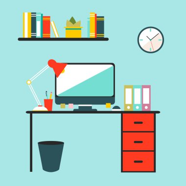 Conceptual flat design workspace