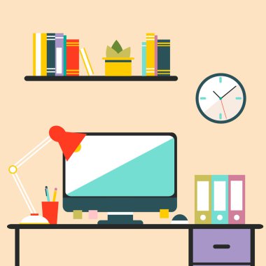 Conceptual flat design workspace