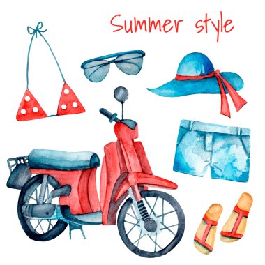 Watercolor summer vintage set