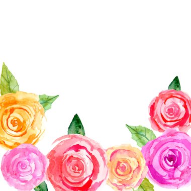 Watercolor floral composition of roses.