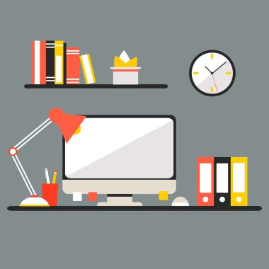 Conceptual flat design workspace
