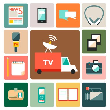 Set gazetecilik simgeler.