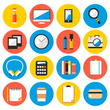Set of flat modern design vector circle icons