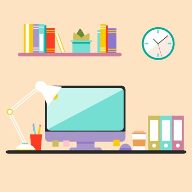 Conceptual flat design workspace