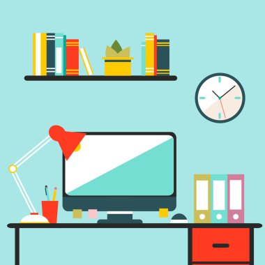 Conceptual flat design workspace
