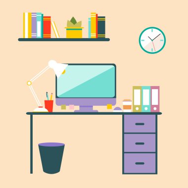 Conceptual flat design workspace