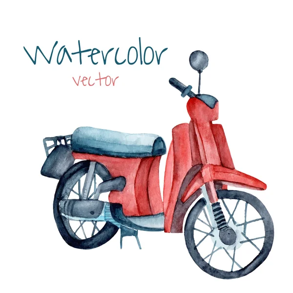 Watercolor illustration with vintage scooter. — 스톡 벡터