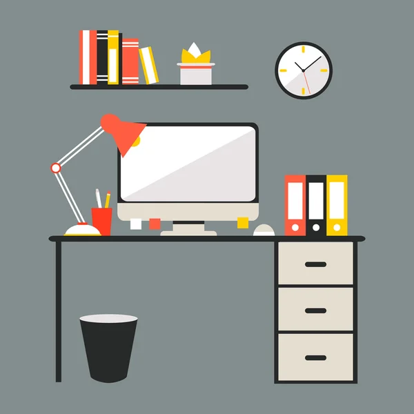 Espacio de trabajo de diseño plano conceptual — Vector de stock