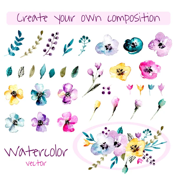 Aquarela criador composição floral . —  Vetores de Stock