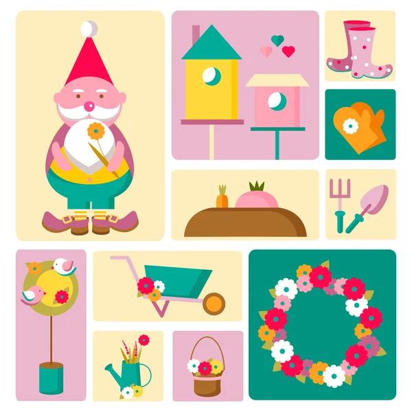 Gardening and spring time icon set — Stock Vector