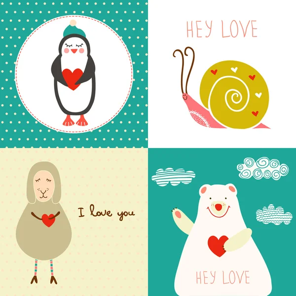 Set of concept romantic cards — Stock Vector