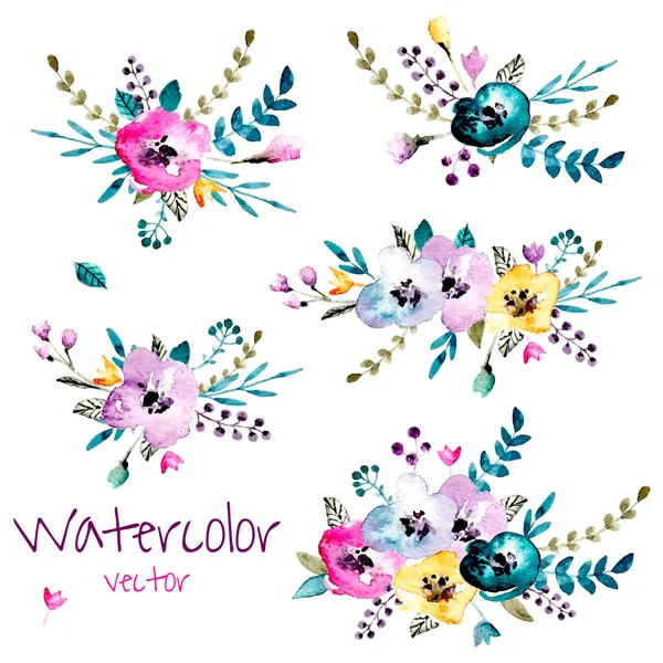 Latar belakang bunga warna air - Stok Vektor