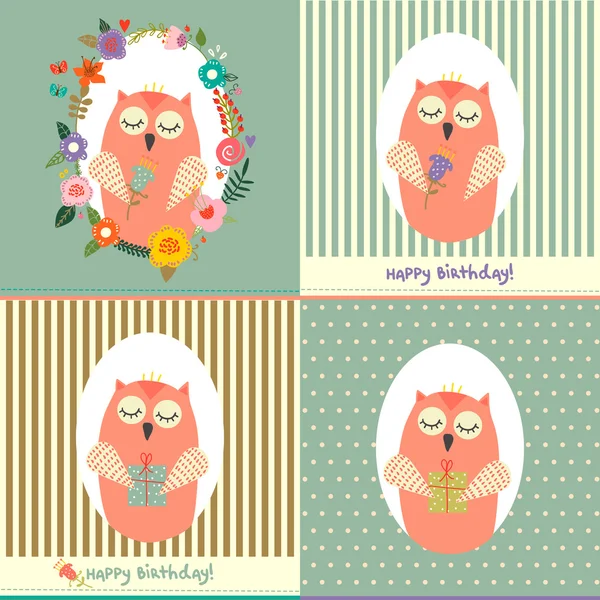 Birthday owlet. Concept card — Stock Vector