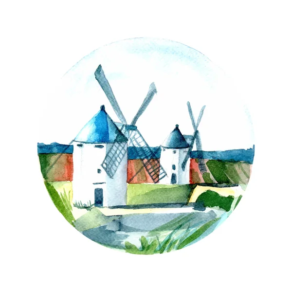 Aquarelillustratie van een landschap — Stockvector