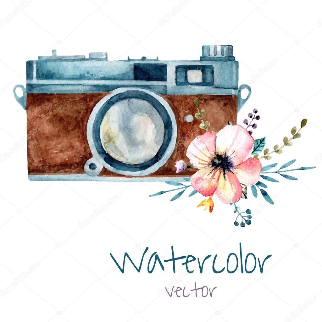 Vintage watercolor camera