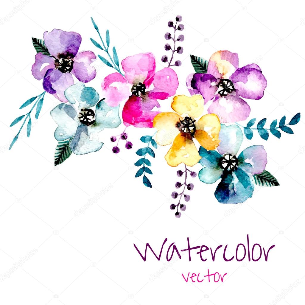 Watercolor floral background.