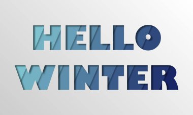 Merhaba, kağıt kesiği efektli mavi renkli kış afişi. Mutlu yıllar 2021. Yeni yıl. 2021 yılı. Aralık, Ocak, Şubat. 