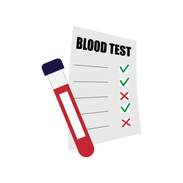 Bluttest Ergebnisse Auf Papier Ein Reagenzglas Blut Und Ein Stück Vektorgrafiken