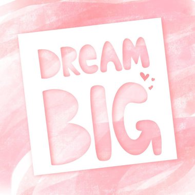 Harf Hayali büyük. Motivasyon alıntıları, ifadeleri içeren illüstrasyon