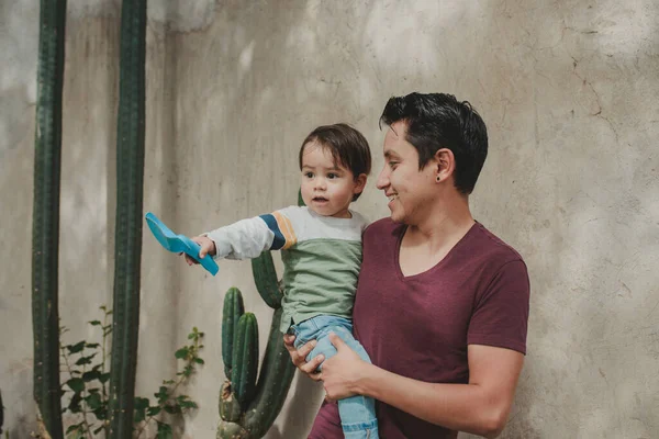 Young Father His Young Son — Stock Photo, Image