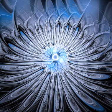 Fraktal tasarlamak. Mavi gümüş Splash.