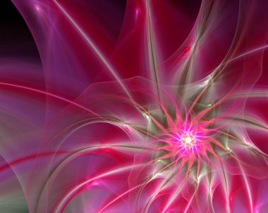 Fraktal tasarlamak. Karanlıkta sarmal kırmızı yıldız.