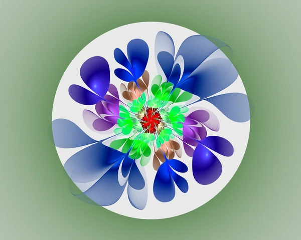 Diseño fractal abstracto. Flor azul en círculo . —  Fotos de Stock