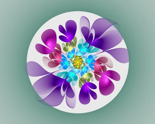 Diseño fractal abstracto. Flor de neón en círculo . —  Fotos de Stock